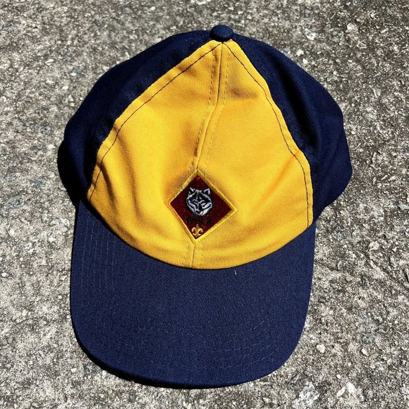 Boy Scouts BSA Wolf Blue Gold Made in the USA Twill M/L SnapBack Cap Hat - Picture 2 of 5
